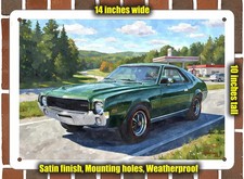 Metal Sign - 1968 Amc Amx 1 Watercolor - 14x10