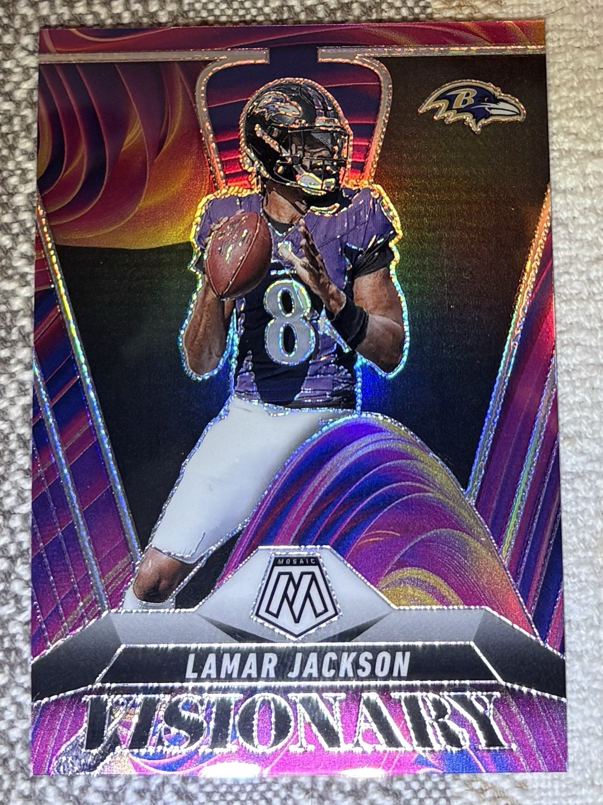 2025 Panini Mosaic Lamar Jackson Visionary Case Hit SSP No. 2