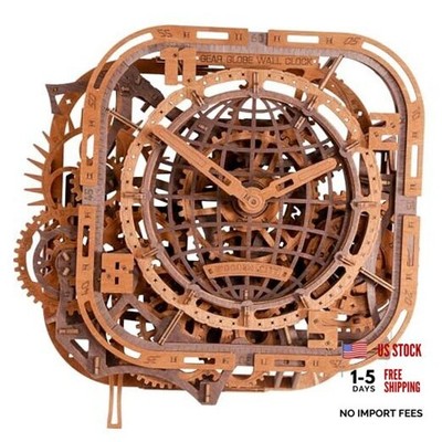 3D Wooden Puzzle   Gear Globe Wall Clock | Wooden Clock Puzzle Model Building