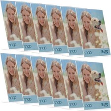 Set of 12 8"x10" Clear Acrylic Self Standing Photo Frames for Showcasing