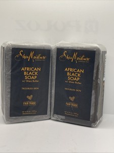 (2) Shea Moisture African Black Soap Facial Bar Soap 3.5 oz sealed