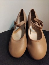 Capezio 3800 Mary Jane Tan Tap Shoes 7.5 M Tele Tone Taps 1" Heel