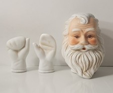 Vintage Santa Claus Doll Head Mittens Set Porcelein Mangelsens Taiwan 4x3"