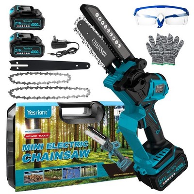 YesRight Mini Chainsaw 8 Inch & 6 Inch Electric Chain Saw with Auto-Oiler, Brush