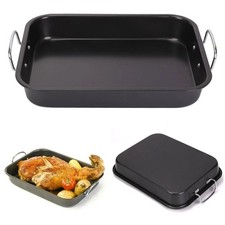 Turkey Roasting Tray Tin Chicken Baking Pan Deep Oven Dish Non Stick Large