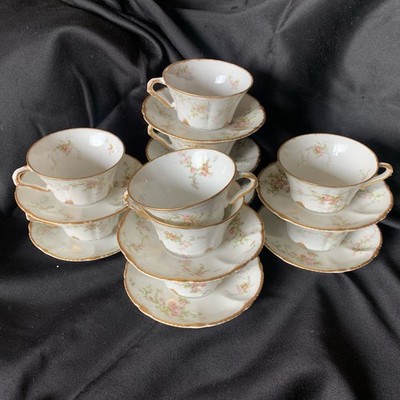 theodore haviland limoges france gold trim Spray Of Pink Roses Tea