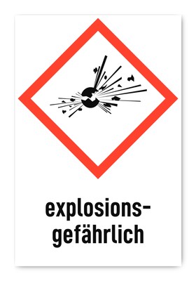 explosionsgefährlich - Gefahrensymbol mit Text (deutsch) (rot/weiß) - hochkan...