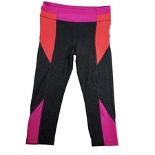ABS Allen Schwartz Capri Leggings Activewear Colorblock Pink Coral Gray Medium