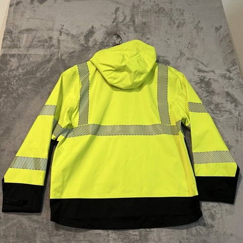 Carhartt Storm Defender Jacket Mens Large Yellow Hooded Hi Vis Workwear OJ6693-M image 6