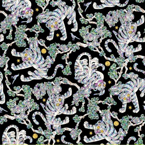 Korean Traditional Magpie Tiger Jagae Color Patterned Fabric made in Korea  BTHY