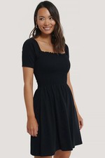 NA-KD women's dress puff sleeve shirring mini dress, 34