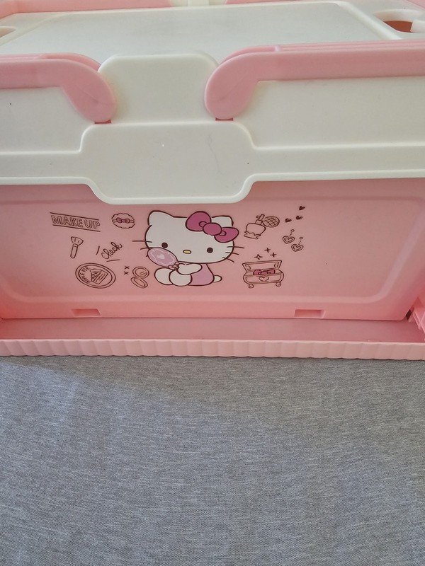 Hello Kitty collapsible Plastic Box w/ Handled Lid or small picnic basket