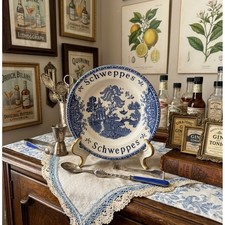 Enoch Wedgwood Schweppes Blue Willow Plate England Tunstall Transferware Vintage