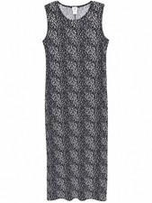 Vintage Carol’s Semi Sheer Gray Black Animal Print  Back Split Maxi Dress, Lg.