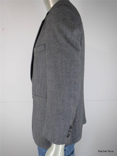 Abrigo deportivo John Kane Blazer talla L gris lana negro blanco espina de arenque - Imagen 8 de 12
