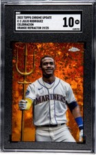 2023 Topps Chrome Update Julio Rodriguez Celebracion ORANGE /25 SGC 10 SSP POP 1