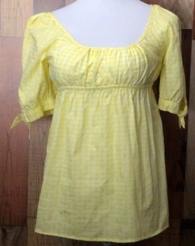 Lilly Pulitzer Amaya Top Light Yellow Plaid Sz UK