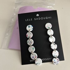 LeLe Sadoughi White With Flecks Color Drop Earrings - New In Original Package