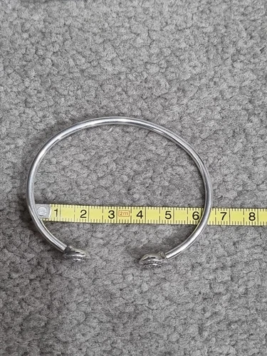 PANDORA Sterling silver 925 Signature Logo Pave Open Cuff Bangle 590528 Size 2 - Picture 7 of 14