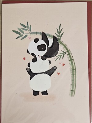PAPYRUS VALENTINES DAY LOVE PANDA BAMBOO CARD