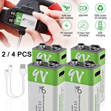 Lot 9V 9 Volt Li-ion 5600mWh USB Rechargeable Batteries Lithium Ion Battery Pack