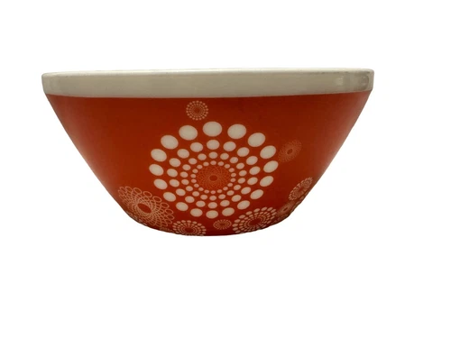 Vintage Charm Inspired by Pyrex Memory Lane Pattern 10 Cup Mixing Bowl Orange