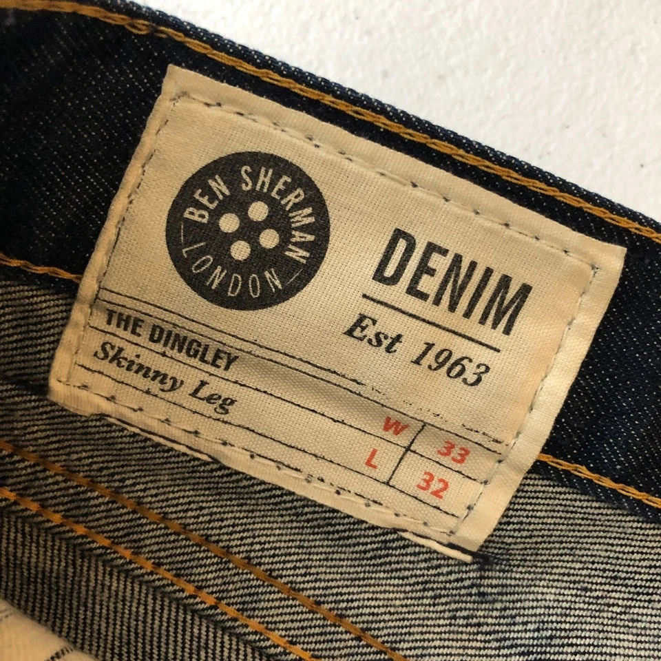 Ben Sherman Mens Jeans The Dingley Skinny Leg Dark Wash 33x32 - Image 3 of 3