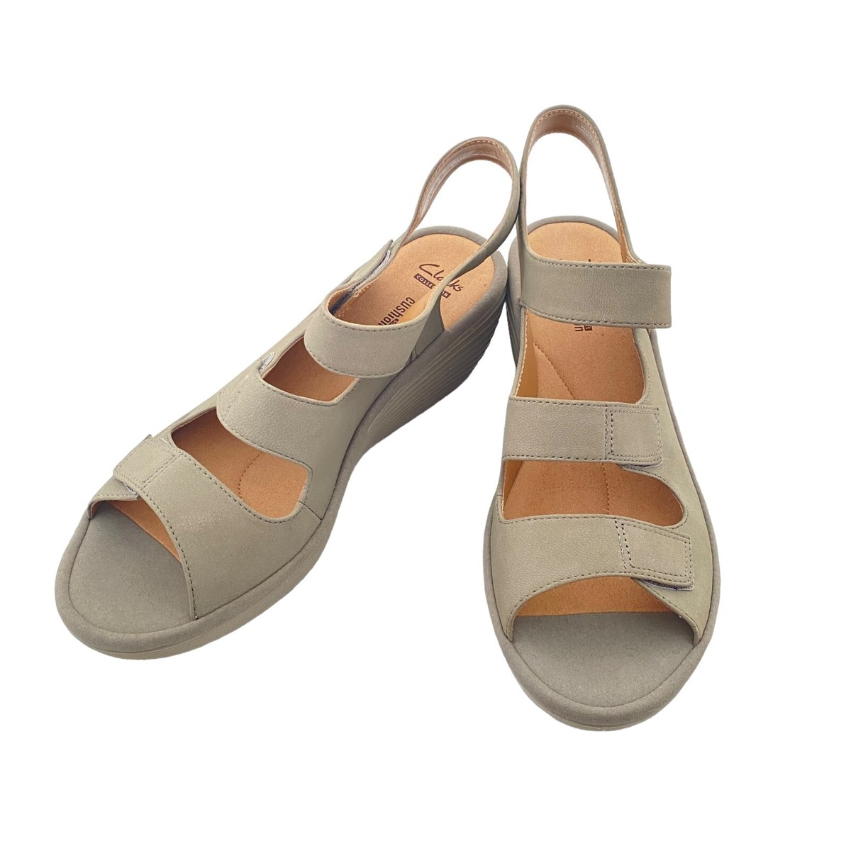 Clarks Collection Soft Cushion Reedly Juno Sage Wedge Sandals