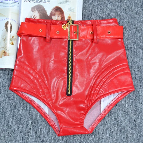 Women's High Waist PU Leather Shorts Hot Pants Nightclub Bar DJ Jazz Dancewear - Picture 3 of 9