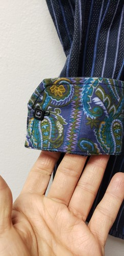 Boys Luciano Visconti FLIP CUFF Dress Shirt Size 14~pin stripes/blue~ button up - Picture 4 of 8