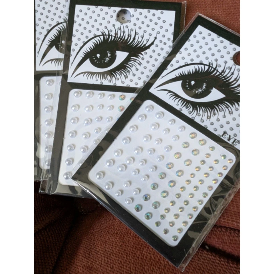 246 PEGATINAS AUTOADHESIVAS DECORATIVAS DIAMANTES DE IMITACIÓN PERLAS OJOS UÑAS CARA CABELLO NUEVO Foto 2 de 2