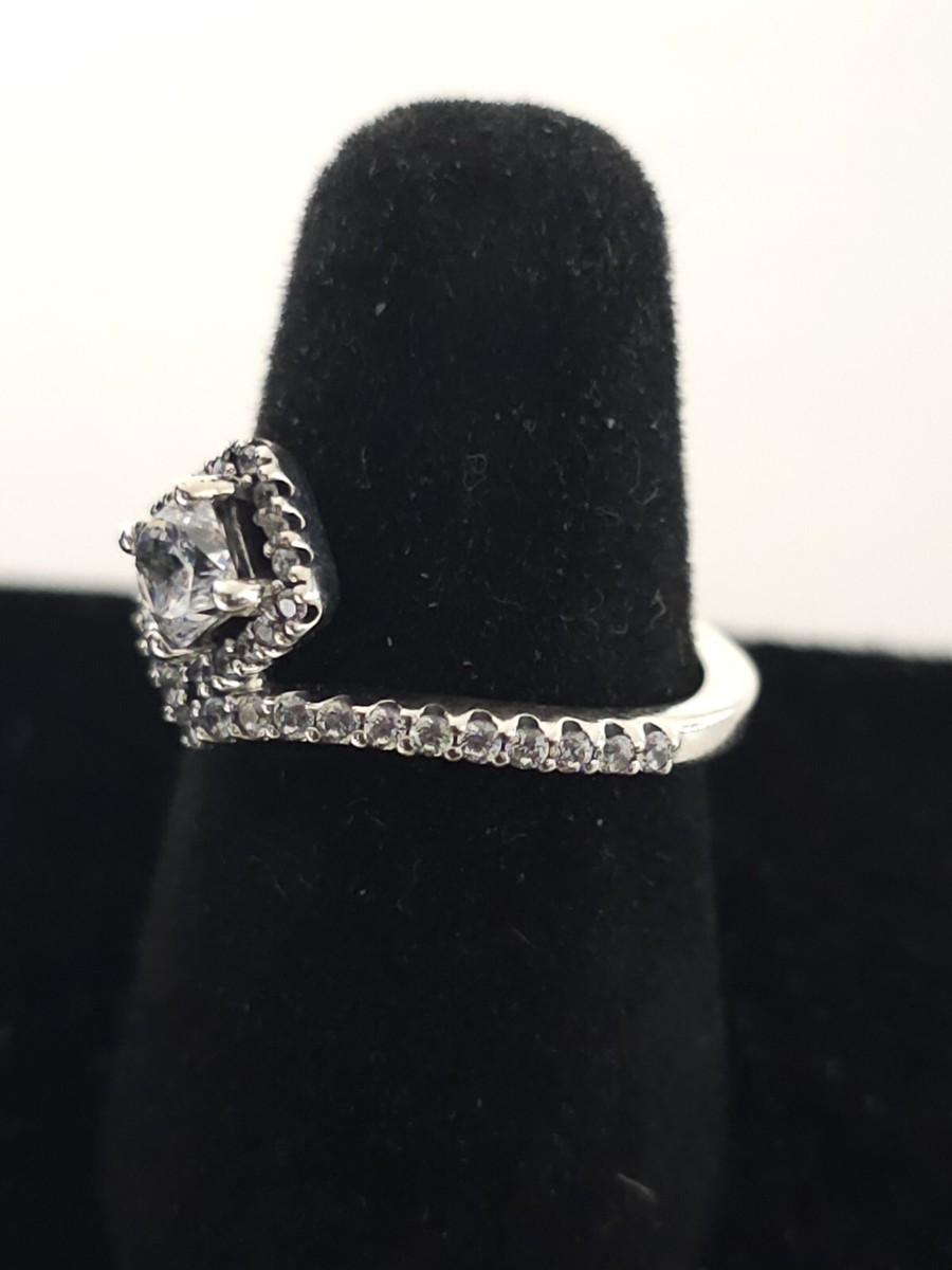 AUTHENTIC PANDORA SQUARE SPARKLE WISHBONE #198420C01-56 US SIZE 7.5 View 2