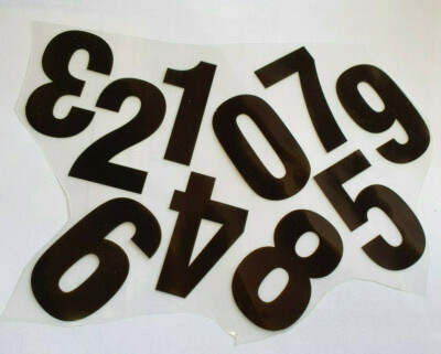 BLACK CLASSIC NUMBERS 1-0 IRON ON SMOOTH PLASTIC TRANSFER PATCH FOR CLOTHES