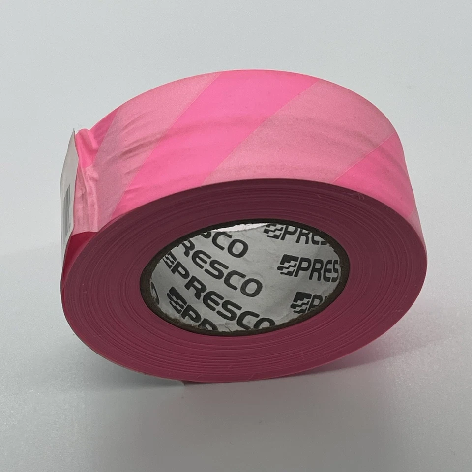 PRESCO Flagging Tape Surveying Stripe Pink Glo White Stripe 150FT property mark - Image 4 of 4