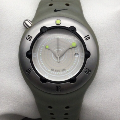 Nike Cayman Watch Men 43mm Silver Tone Green WW0006 Date New