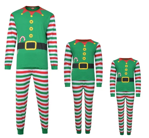 Christmas Elf Pajama Set for Men Women and Kids, Family Matching Sleepwear