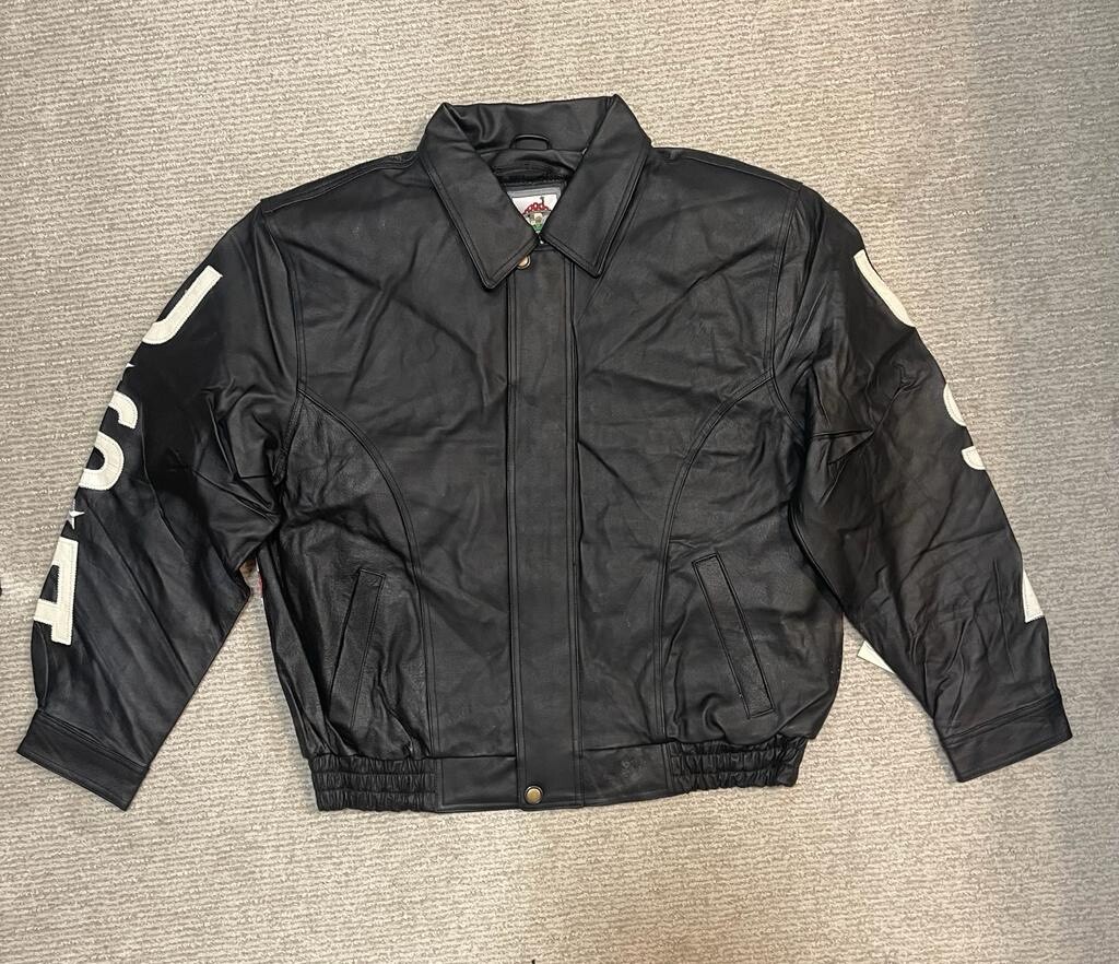 ジャケット・アウター 90s A-2 American Flag USALeather Blouson Vintage Phase 2 USA Leather Jacket Mens XL Giant Flag Sewn