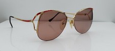 Vintage Gina Red Gold Oval Half-Rim Sunglasses FRAMES ONLY