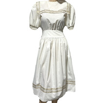 VTG Gunne Sax Dress by Jesica McClintock Size 3 / 4 Ivory White Midi Puff Sleeve