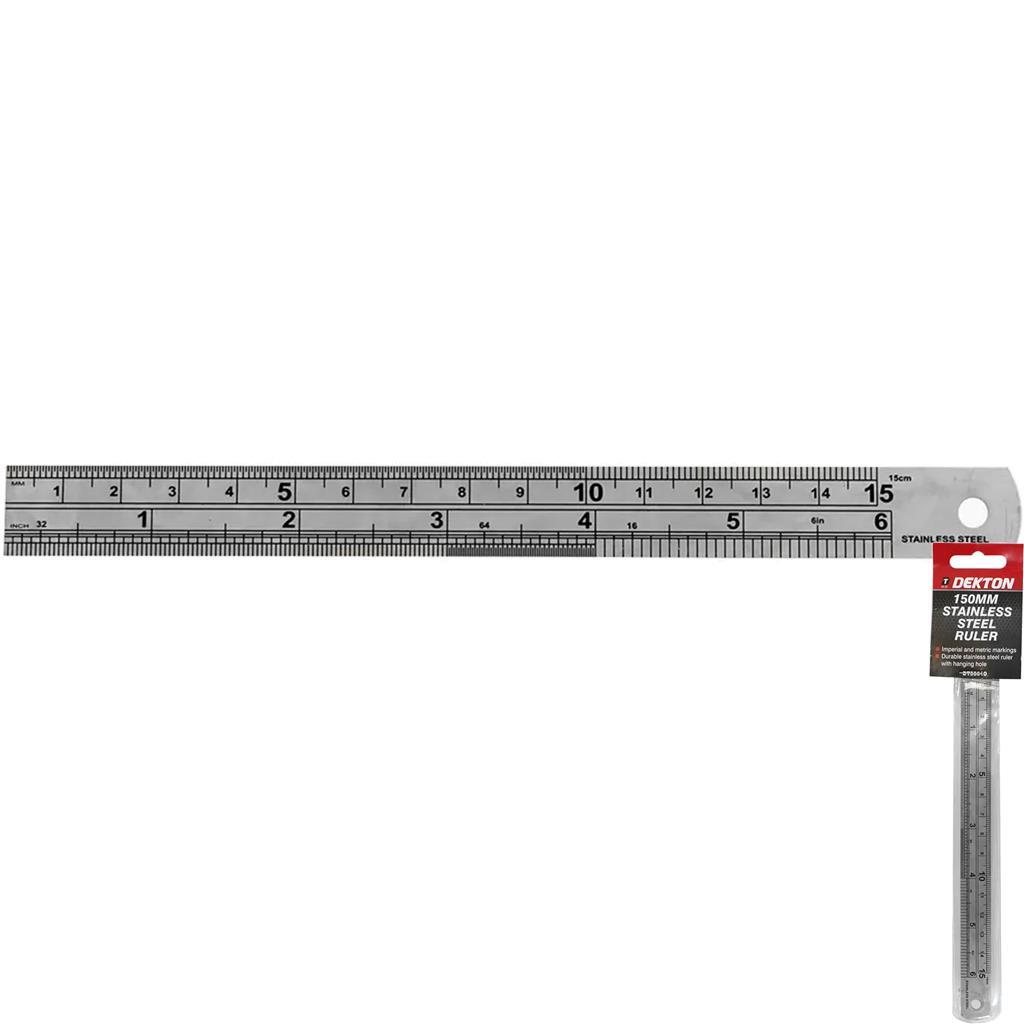 Dekton 150mm Metric & Imperial Stainless Steel Marking Straight Ruler Rule