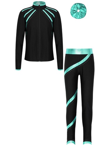 Kids Girls Sweatshirt Exercise Jacket Jogger Activewear With Hair Band Uniform - Picture 7 of 63