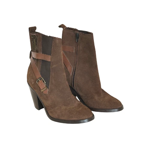 Diesel D-Kinley Botines Gamuza Tacón Cubano Marrón Oscuro EE. UU. 7 UE 37 Foto 2 de 4