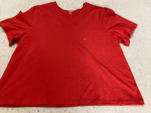 Dark Pink Liz & Me V Neck Top Detail Stitched Neckline SZ 2X NWT - Picture 4 of 12