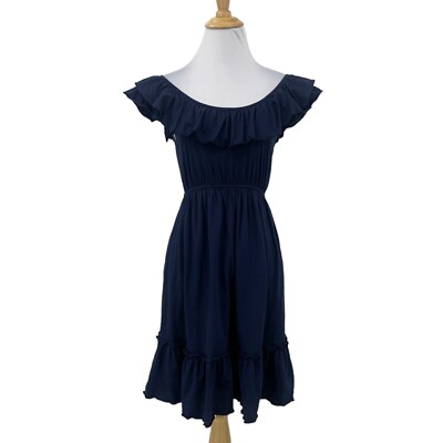 Vintage Juicy Couture Ruffle Dress Women 0P Petite Navy Off Shoulder Flowy  *READ | eBay