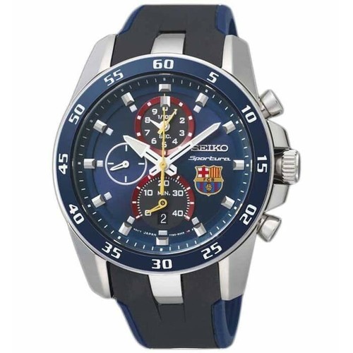 NOS SEIKO Sportura FC Barcelona Barca SPC089P2 7T82 Quartz Rubber Watch  Chrono | eBay