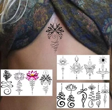 14x Unalome Temporary Tattoo Symbol Unalome Lotus Stickers Tattoo Men Women Kids