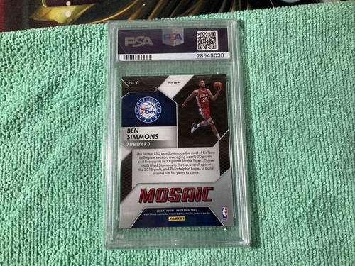 2016-17 Panini Prizm Mosaic BLUE REFRACTOR Ben Simmons #6 PSA 9 MINT Rookie RC - Picture 6 of 6