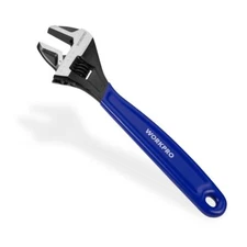 WORKPRO 12-Inch Adjustable Wrench Wide Jaw Oxide Cr-V Steel Metric & SAE Scales