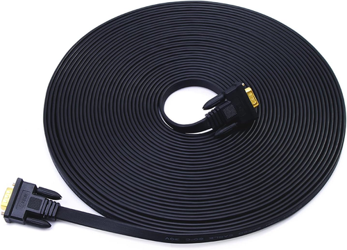 65Ft VGA to VGA Cable 15 Pin Male to Male Flat VGA Cord (20 Meter, Black)