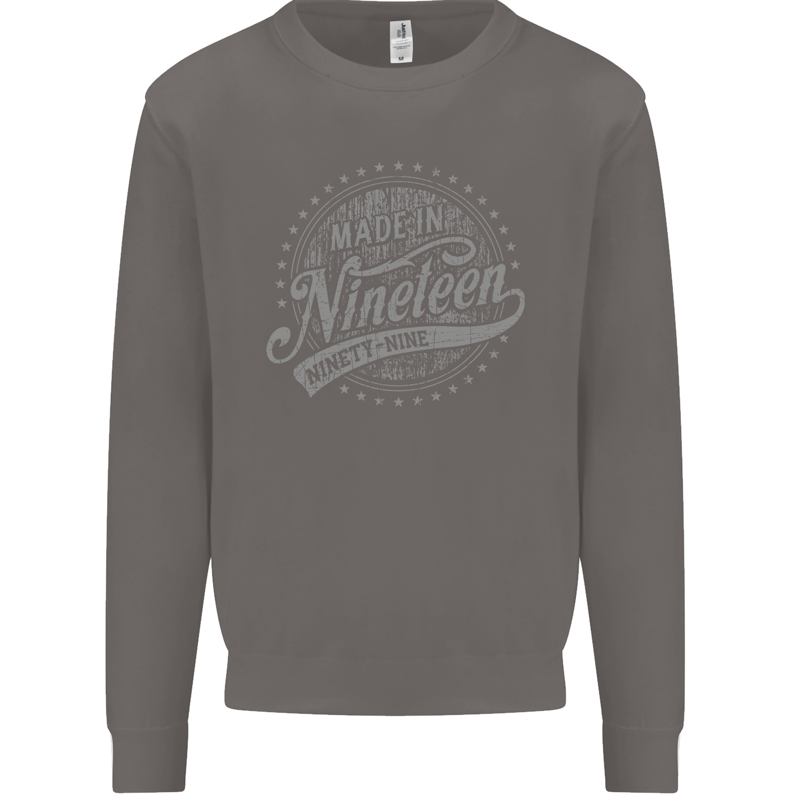 Distressed 26th Birthday Made In 1999 Mens Sweatshirt Jumper Charcoal
